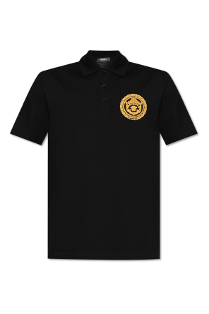 Tシャツ・カットソー VERSACE Black Silk Blend Polo Shirt Black Polo with the head of Medusa Versace - Vitkac AS